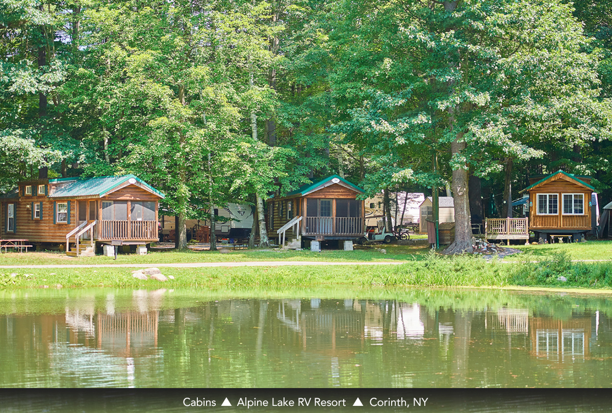 Cabins at Alpine Lake RV Resort, Corinth, NY 