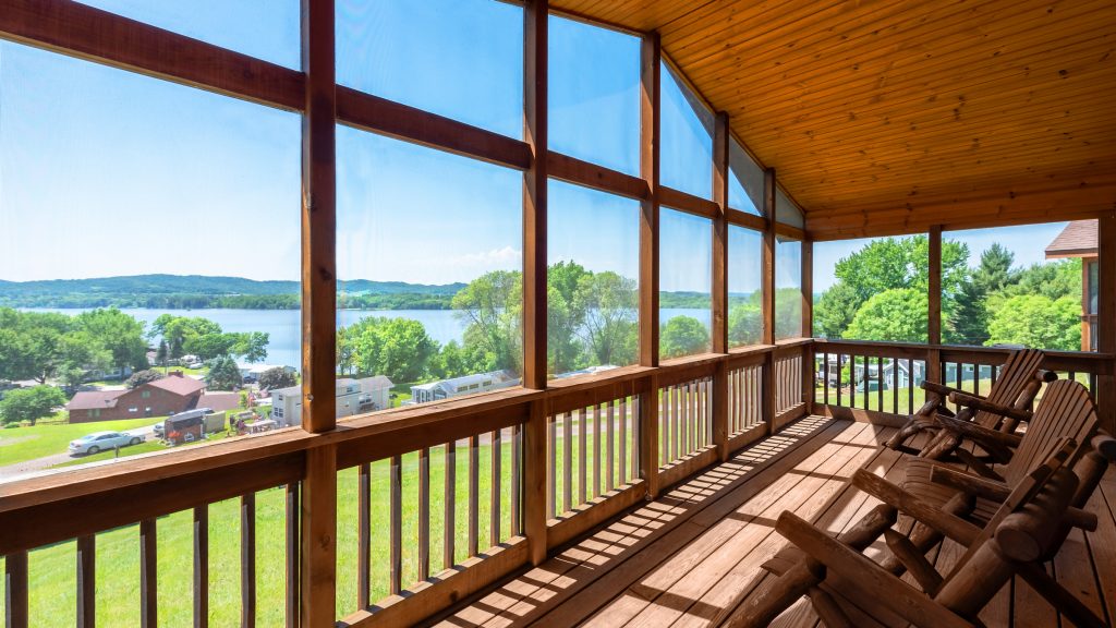 Cabin Porch at Neshonoc Lakeside Campground