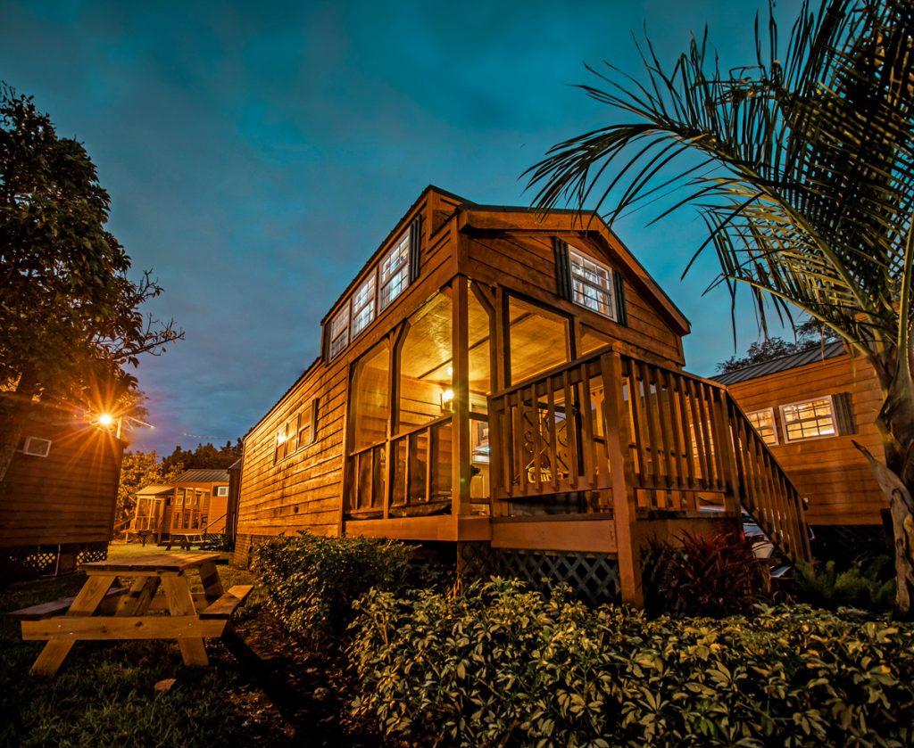 Night time Cabin at Encore Miami Everglades