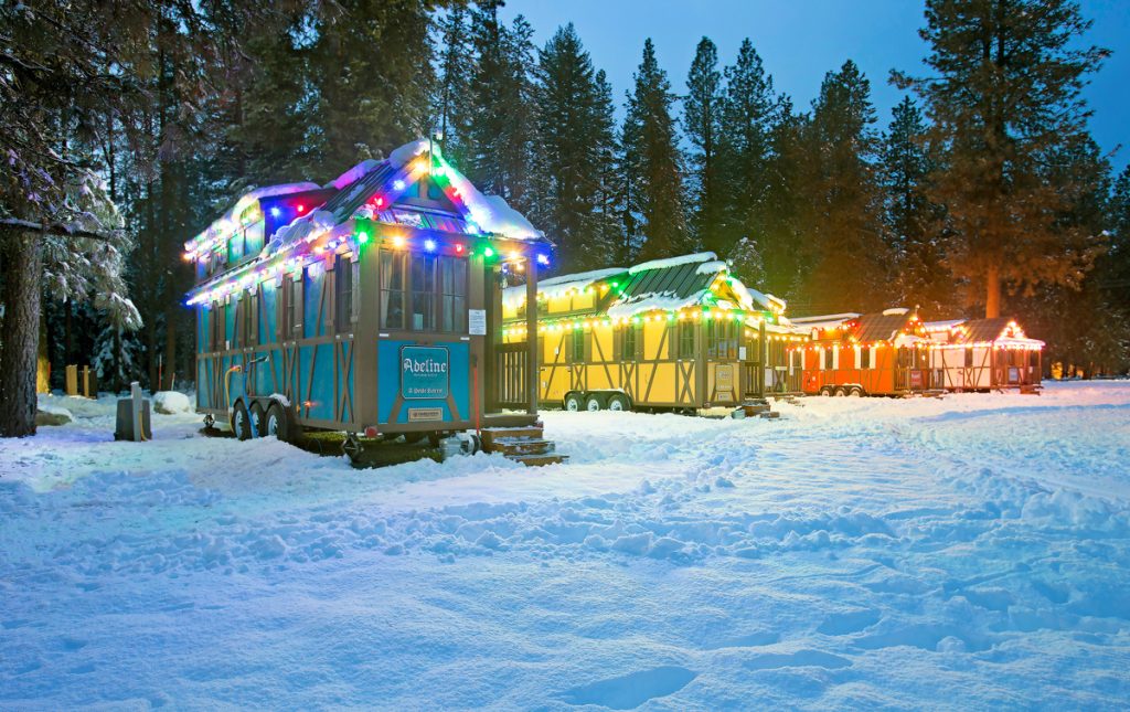 Leavenworth Tiny House Village at Christmastime