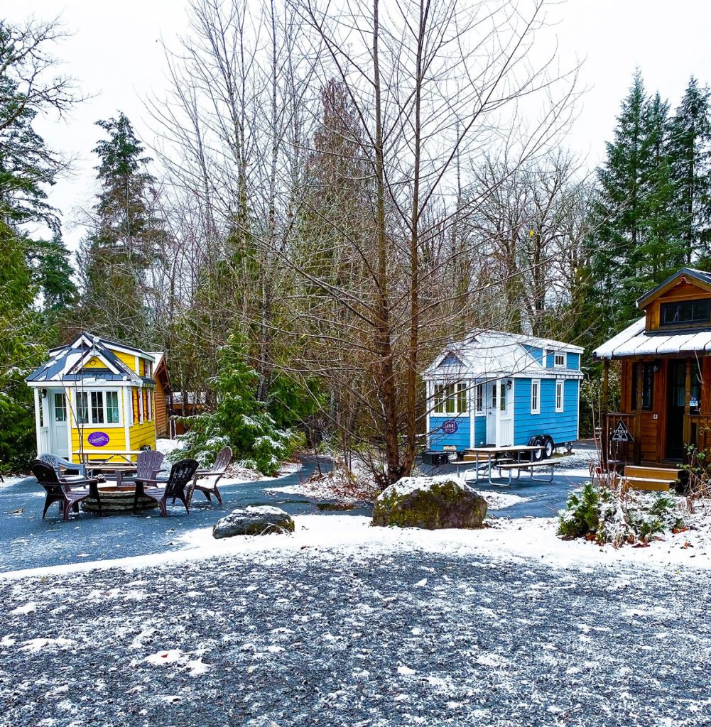 Winter at Mt. Hood Tiny House Village