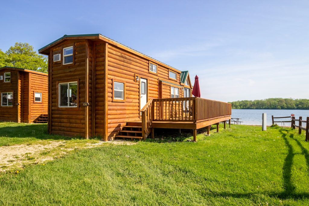 Lakeside cabin at Blackhawk Camping Resort
