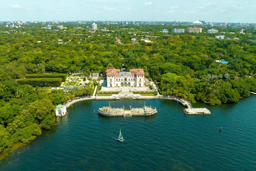 Aerial view of Vizcaya Museum and Gardens