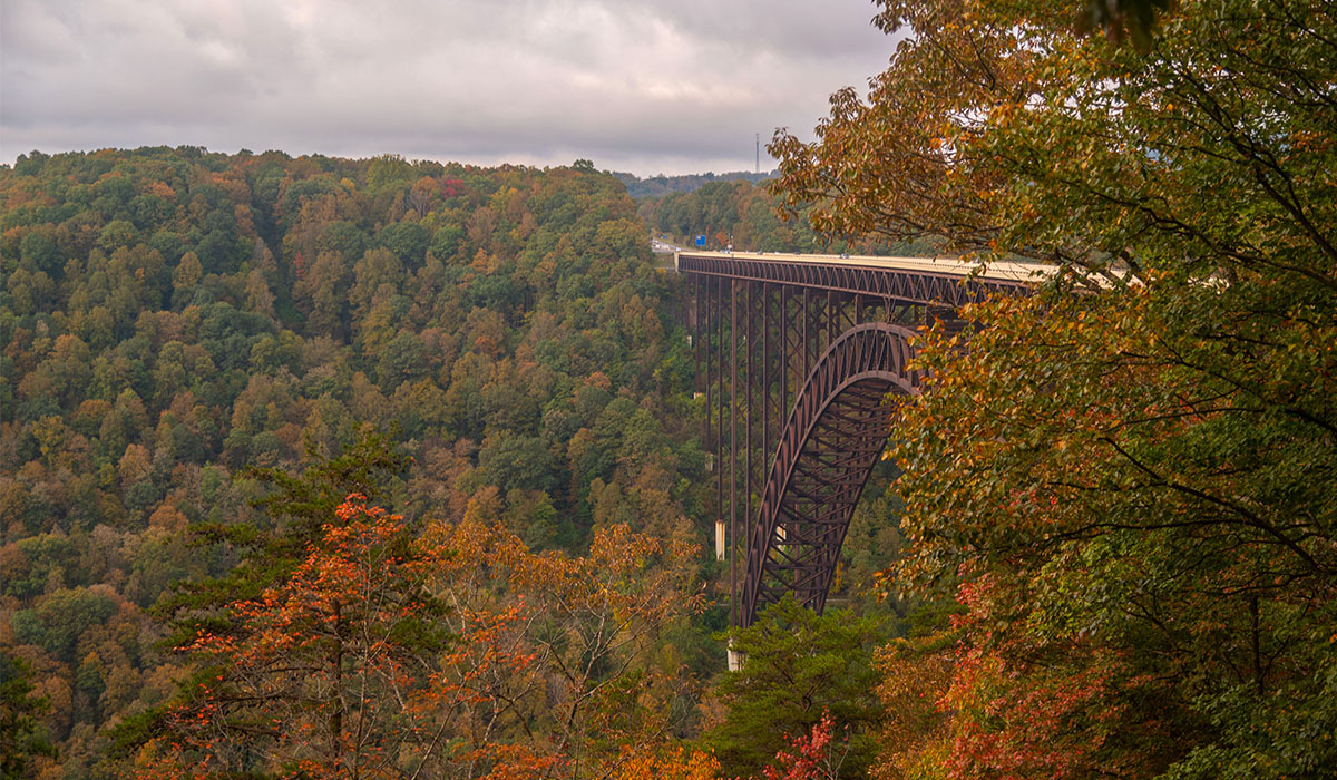 Bridge for cars in the fall